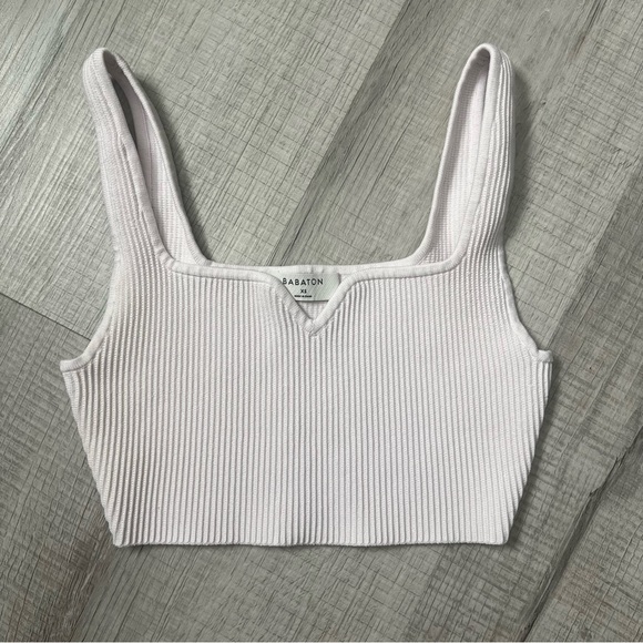ARITZIA BABATON Sculpt Knit Notch Tank Ribbed Top Cropped XS - Picture 3 of 9